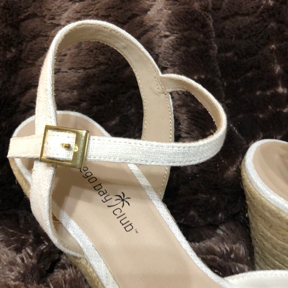 Cream Montego Bay Ankle Strap Wedges. - Picture 3 of 8